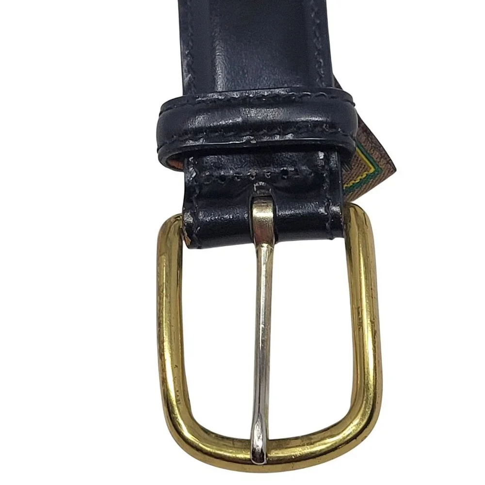 Trafalgar‎ Black Cortina Leather Belt Mens 30 Handmade USA Brass Buckle Timeless